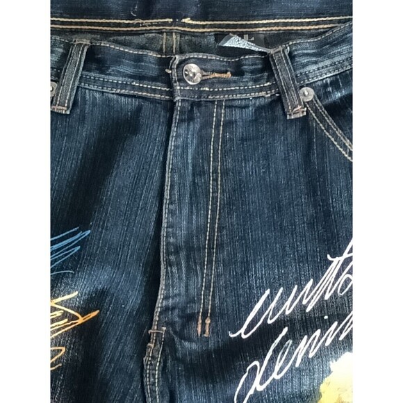 Touch Line Jeans Handpainted  Men’s Size 40 X 32 Baggy Fit 90s Y2K JNCO Style - Picture 10 of 14